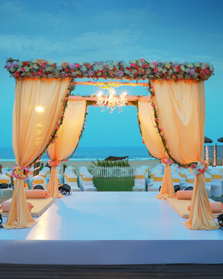 Unique wedding decorations by flowers at Beach Wedding in Chennai